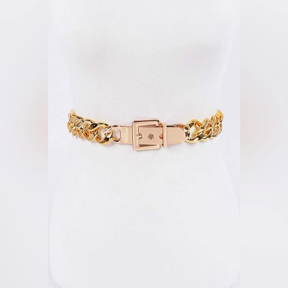 Silver Chunky Metal Chain Statement Belt